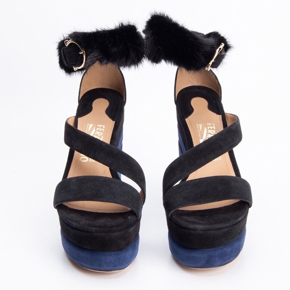 SALVATORE FERRAGAMO Suede Leather Sandals US6.5 EU37 UK4 Gancini Buckle - Picture 2 of 6